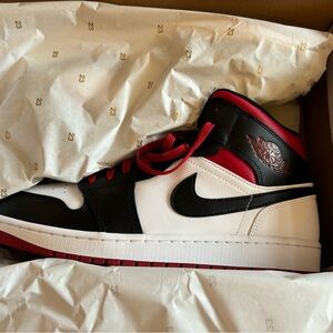 Air Jordan 1 Mid White Black Red NEW IN BOX! Size 13. Perfect condition!!